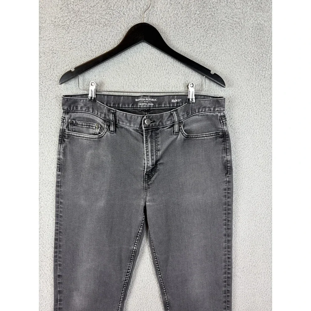 Banana Republic Travel Jean Jeans Mens 35x34 Gray Medium Wash Slim Stretch Denim